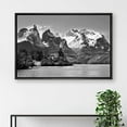 thumbnail image 2 of Canvas Print Wall Art Mountain Peaks Near The Lake Nature Wilderness Photography Realism Rustic Landscape Dramatic Grey Dark Black and White for Living Room, Bedroom, Office - 24"x, 2 of 5