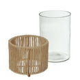 thumbnail image 4 of Maison Concepts Glass Candle Holder Hurrican With Metal & Raffia Base (Multi) 5.75" X 5.75" X 10", 4 of 4