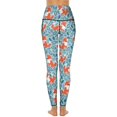 thumbnail image 5 of Leggings with Pockets for Women - Abstract Leaves Fox High Waist Tummy Control Running Gym Workout Yoga Pants Women, 5 of 6