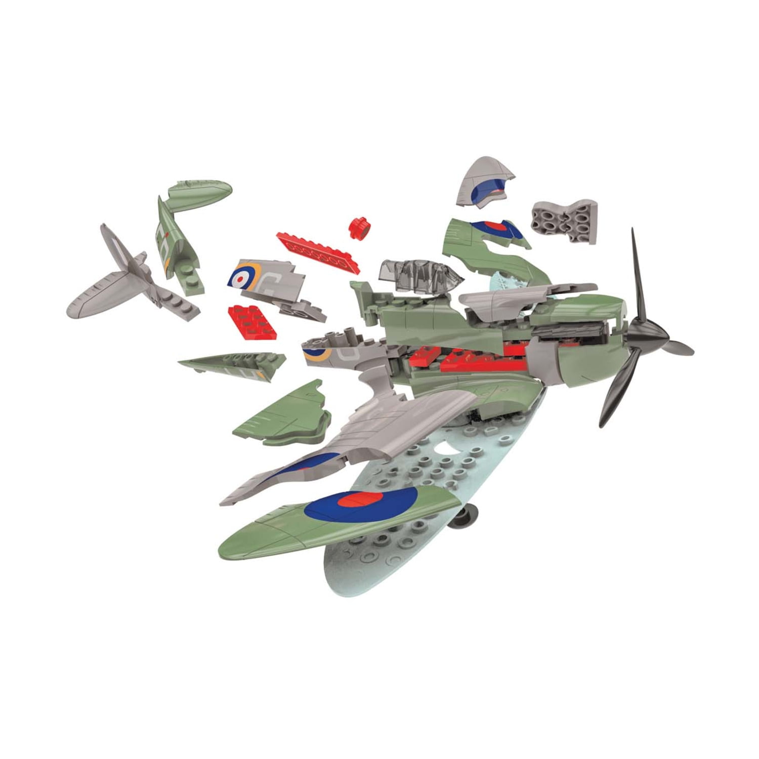 Skill 1 Model Kit D-Day Spitfire Snap Together Painted Plastic Model Airplane Kit by Airfix Quickbuild