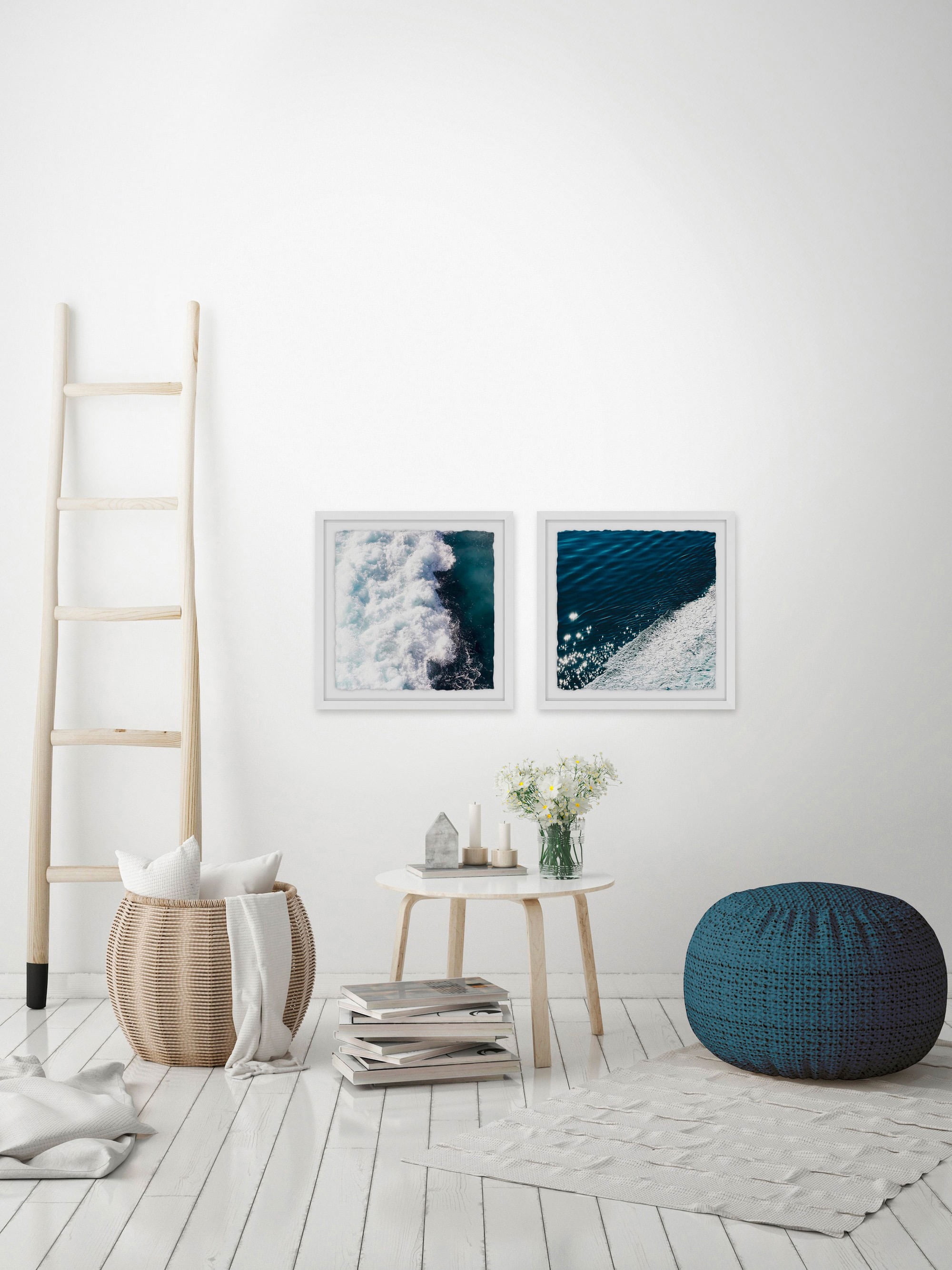Midnight Blue Wave II Diptych