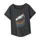 thumbnail image 5 of Camiseta de manga corta para mujer, ropa de verano con cuello redondo, Top para ir de compras en la playa S, 5 of 7