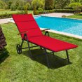 thumbnail image 6 of Gymax 2PCS Folding Patio Rattan Lounge Chair Chaise Aluminum W/ Wheel & Red Cushion, 6 of 10