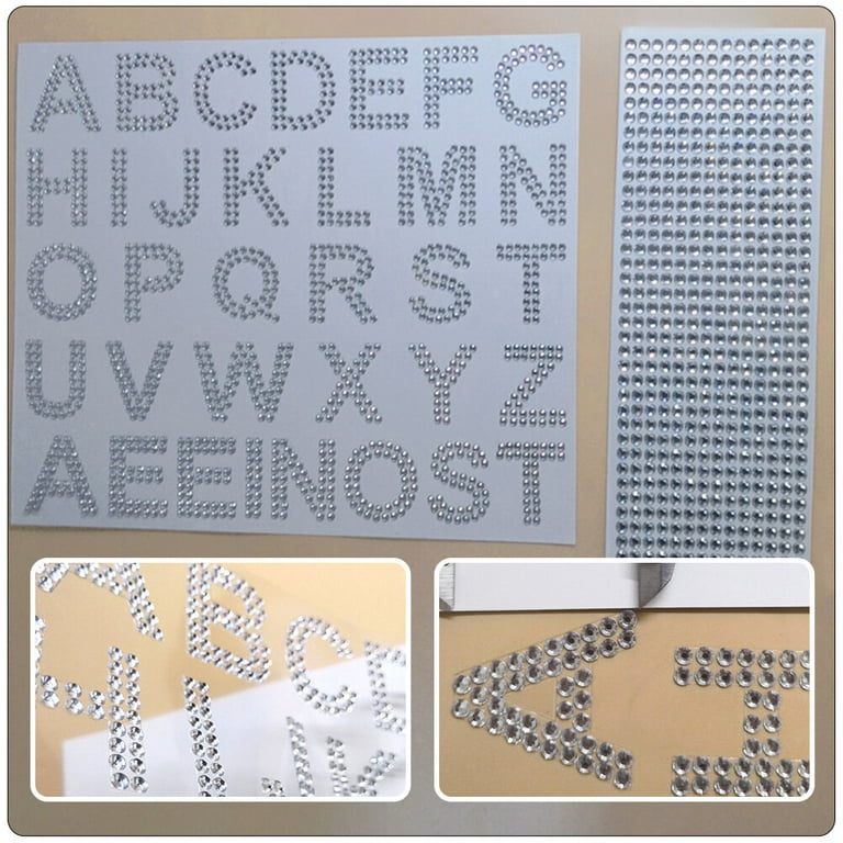 3 Sheets of Decorative Iron on Letters Delicate Rhinestone Letters  Multi-function Glitter Stickers 