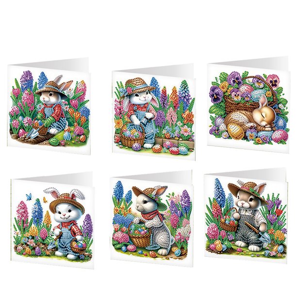 Tarjetas Felicitación Pintura Diamantes 6 Piezas Pascua DIY Crafts Artes Hechas A Mano para