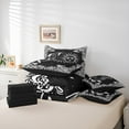 thumbnail image 5 of Manfei Mystic Moon Sun Bedding Comforter Set 7-Piece, Black White Damask Floral King Bedding Sets, Vintage Bohemian Style Reversible Bed Sheets, Lightweight Room Decor, 5 of 7