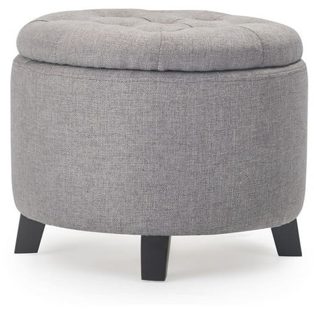 Pemberly Row Modern / Contemporary Bennett Round Storage Ottoman Gray