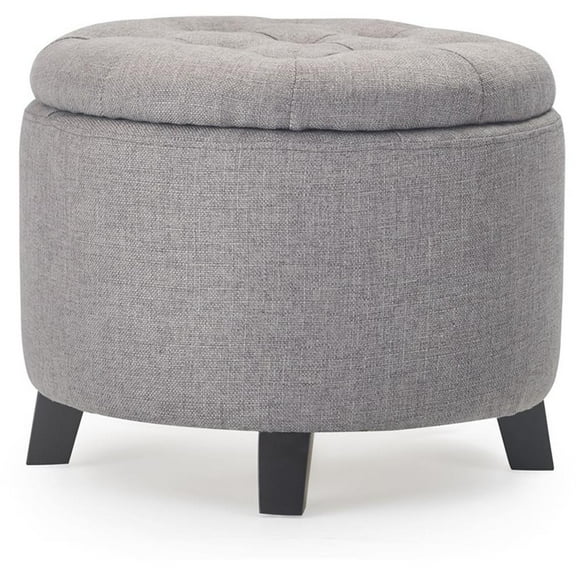 Pemberly Row Modern / Contemporary Bennett Round Storage Ottoman Gray