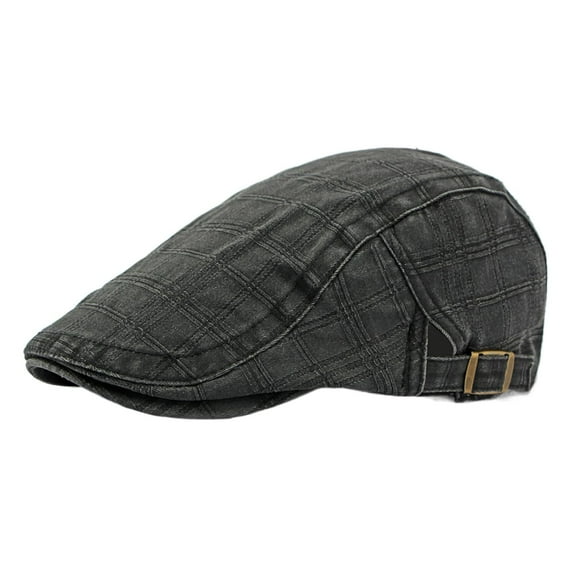 Four Seasons New Washed Cotton Peaked Cap Men and Women British Retro Beret Casual Breathable Plaid Advance Hats