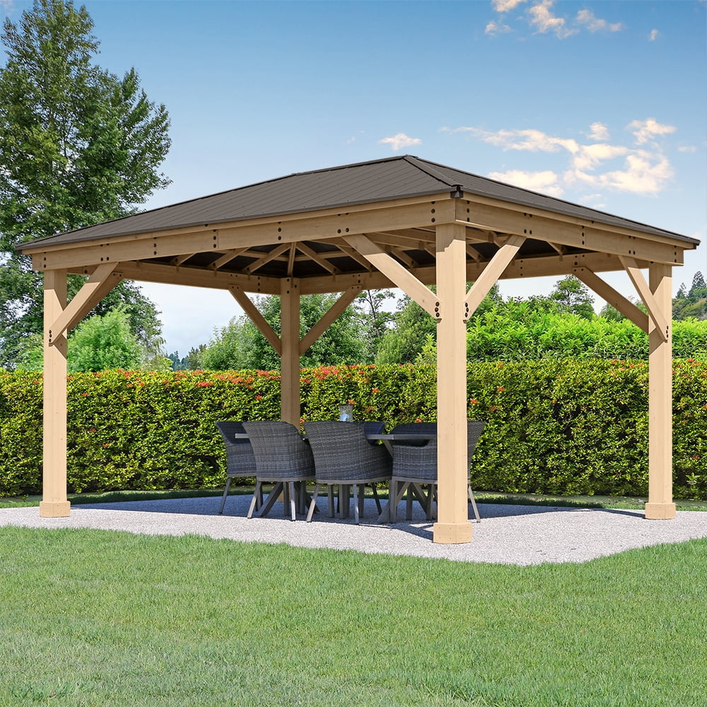 Yardistry 12 ft. × 16 ft. Meridian Cedar Gazebo with Aluminum Roof