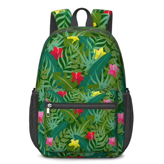17 Inch Lightweight Backpack,PVC Waterproof Oxford Fabric, Ergonomically Designed, with Large Capacity, Exotic Jungle Aesthetic