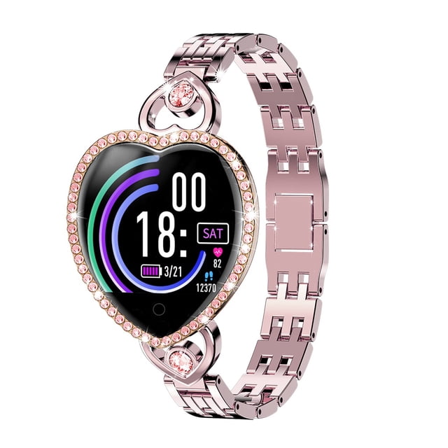 Reloj inteligente con frecuencia cardíaca, presión arterial, contador de pasos, IP67, reloj de metal resistente al agua, rosa roja Inevent EL000350-02B
