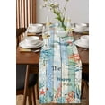 thumbnail image 4 of nqOlkjepod Coastal Coral Table Runner 108 Inches Long Farmhouse Dress Scarves, Summer Beach Starfish Teal Blue Woode Dining Tablerunner for Coffee Table/Kitchen Island/Party Décor, 13" x 108", 4 of 8