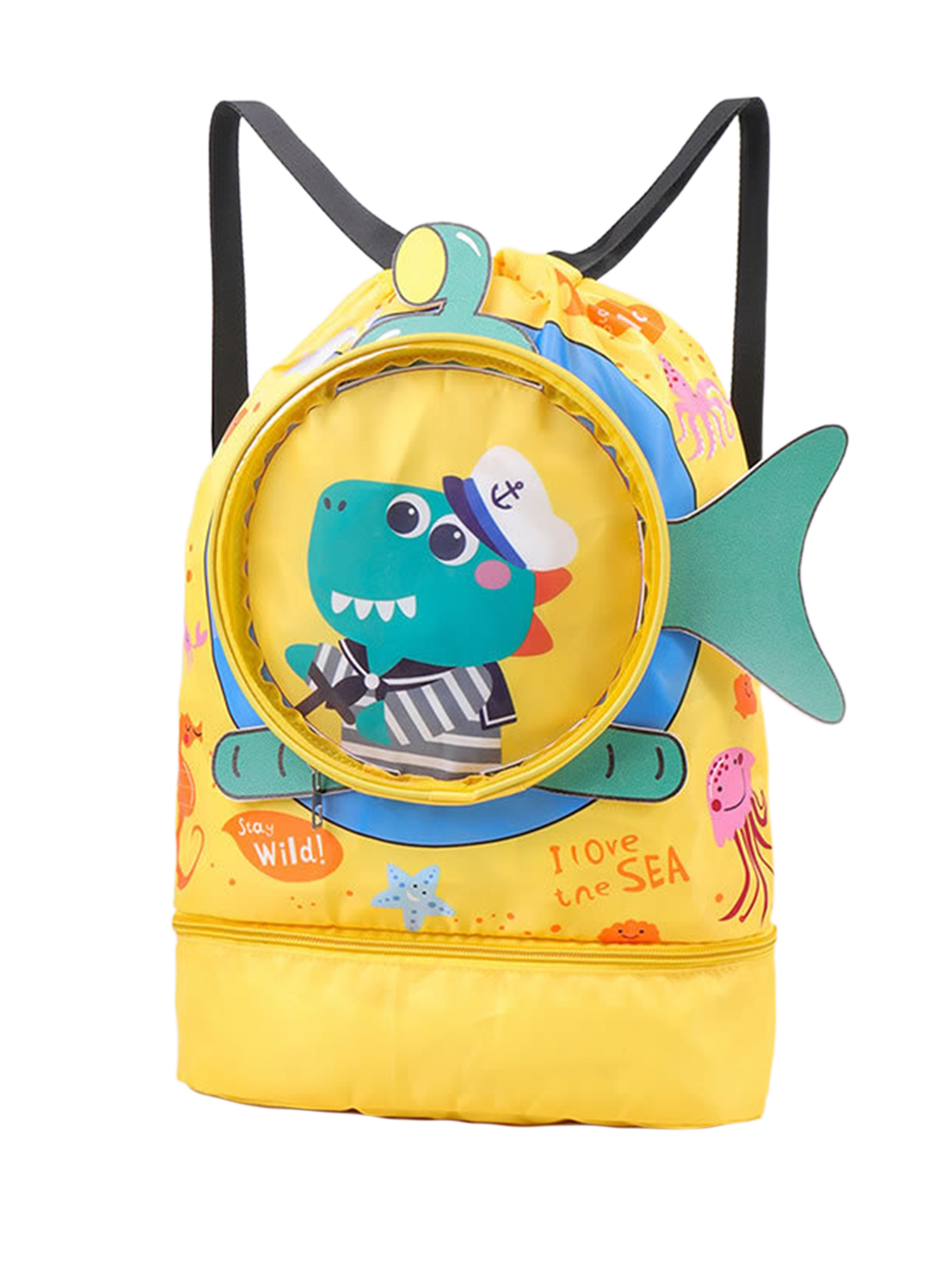 Glonme Boys Swim Bag Dry Wet Separation Drawstring Backpack With Shoe