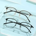 thumbnail image 3 of Anti-blue Light Glasses with Discoloration Flat Lens Square Metal Frame Classic Photochromic Glasses for Computer  Blue Light Proof Silver Black Frame, 3 of 8