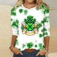 thumbnail image 2 of lcziwo Chandails de la Saint-Patrick pour Femmes Haut à Imprimé Vert Trèfle Irlandais Graphique Manches 3/4 Hauts 2024 Printemps Blouses à Col Rond Tunique Porte-Bonheur T-Shirt Grande Taille,P-5TG TG, 2 of 3