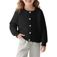 thumbnail image 5 of SonxaHe Toddler Girls Sweaters Warm Soft Striped Cable Knit Cardigan Child Cozy Outerwear Autumn Winter Sweater Black,Sized 2-3, 5 of 5