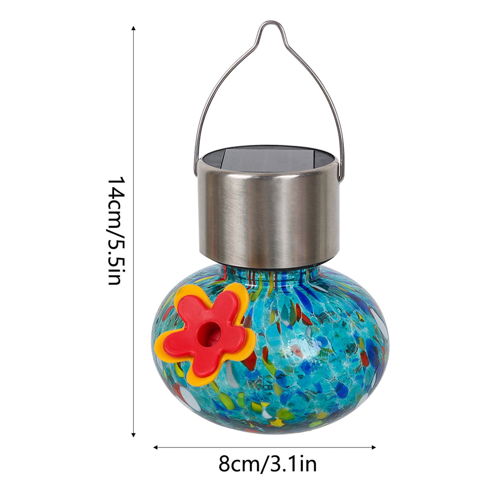 Solar Hummingbird Feeder, Glass Hummingbird Feeder with Solar Light for Outdoors,Solar Light for Garden Decor,Hummingbird Feeder for Outdoors Hanging,Waterproof Lamp, Ideal Gift