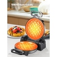 thumbnail image 2 of Waffle Maker, Round Classic Belgian Waffle Iron with 180°Rotating Design, Nonstick Plates & Cool Touch Handle, 1080W Fast Heating Waffle Machine, Brushed Stainless, Silver (4 Slices), 2 of 7
