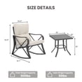 thumbnail image 3 of MOALCOFER 3 Pieces Bistro Set Patio Rocking Chairs Outdoor Furniture w Warm Gray Cushions, Glass-Top Table for Garden, Pool, Backyard, 3 of 6
