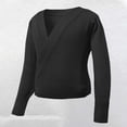 thumbnail image 2 of GiLiling Girls Ballet Sweater - Dance Warm Up Wrap Pullover Knit Cover Up for Leotards, Soft Long Sleeve Ballet Top (Black, 7-8 Years), 2 of 3