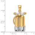 thumbnail image 3 of 14K Yellow Gold Rhodium Polish Finish 3-Dimensional Double Scuba Tanks with Air Hose Charm Pendant, 3 of 5