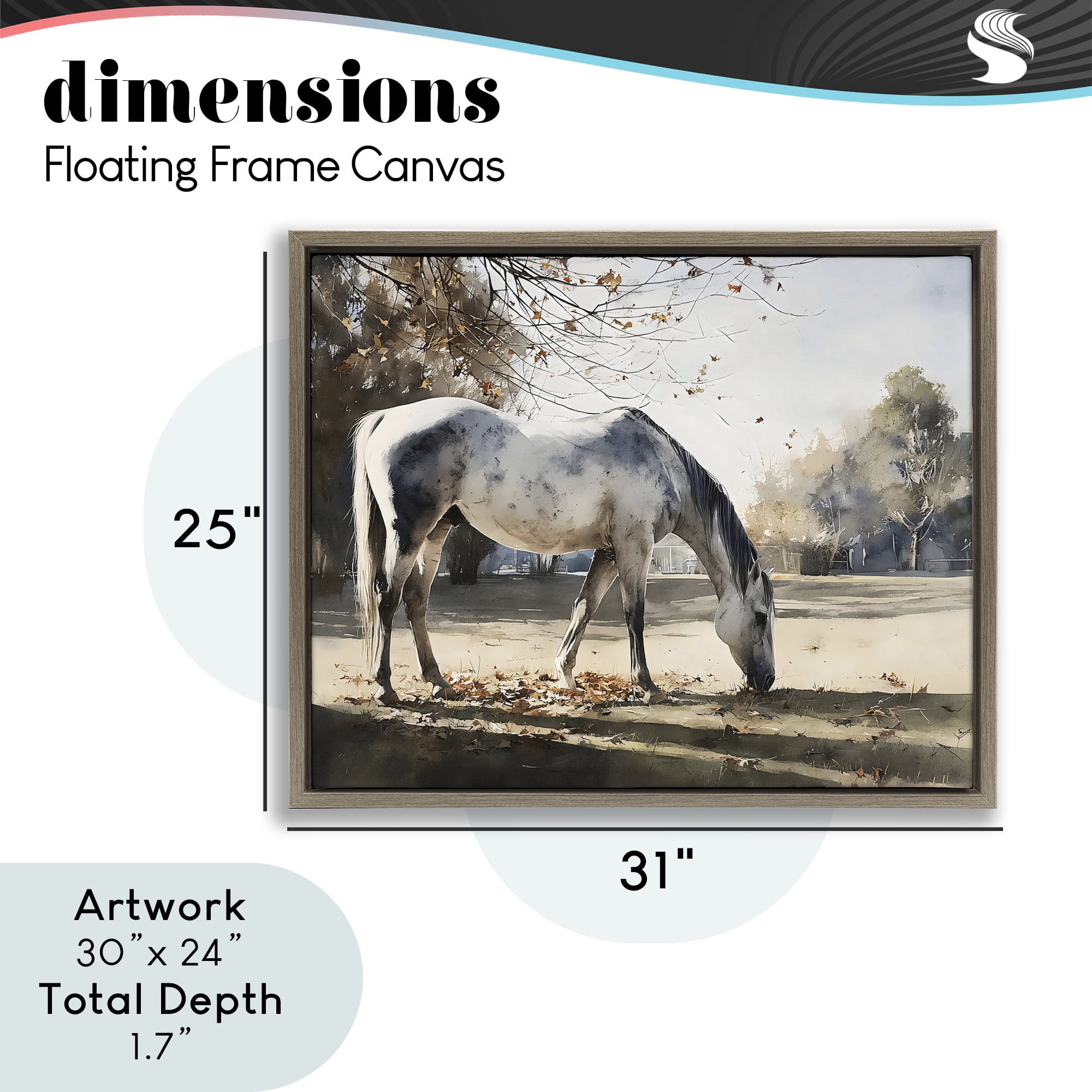 Stupell Industries Grey & White Mare Grazing Brown Framed Floater Canvas Wall Art, design by Franklyn Gregory