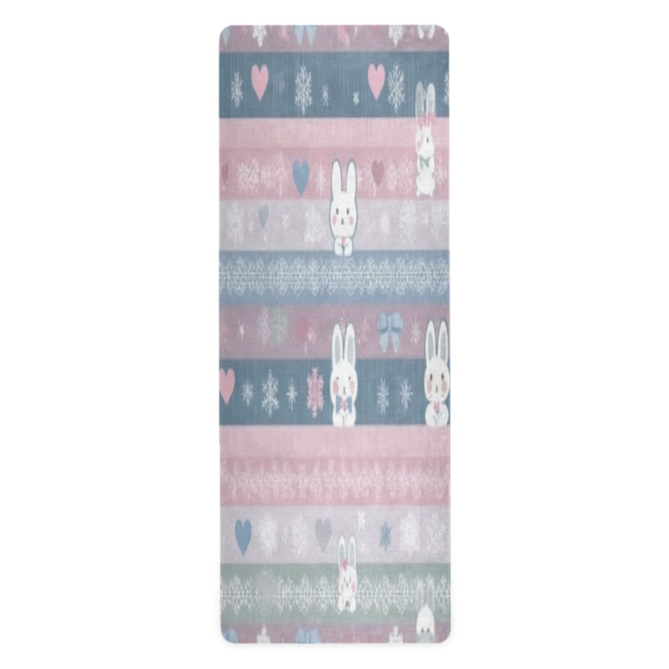 BZSMCE Yoga Mat Women Fitness Mat Bunny Stripe Winter Pattern