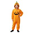 thumbnail image 2 of Kids Pumpkin Onesie Halloween, Orange Face Warm Jumpsuit for Boys and Girls, 2 of 5