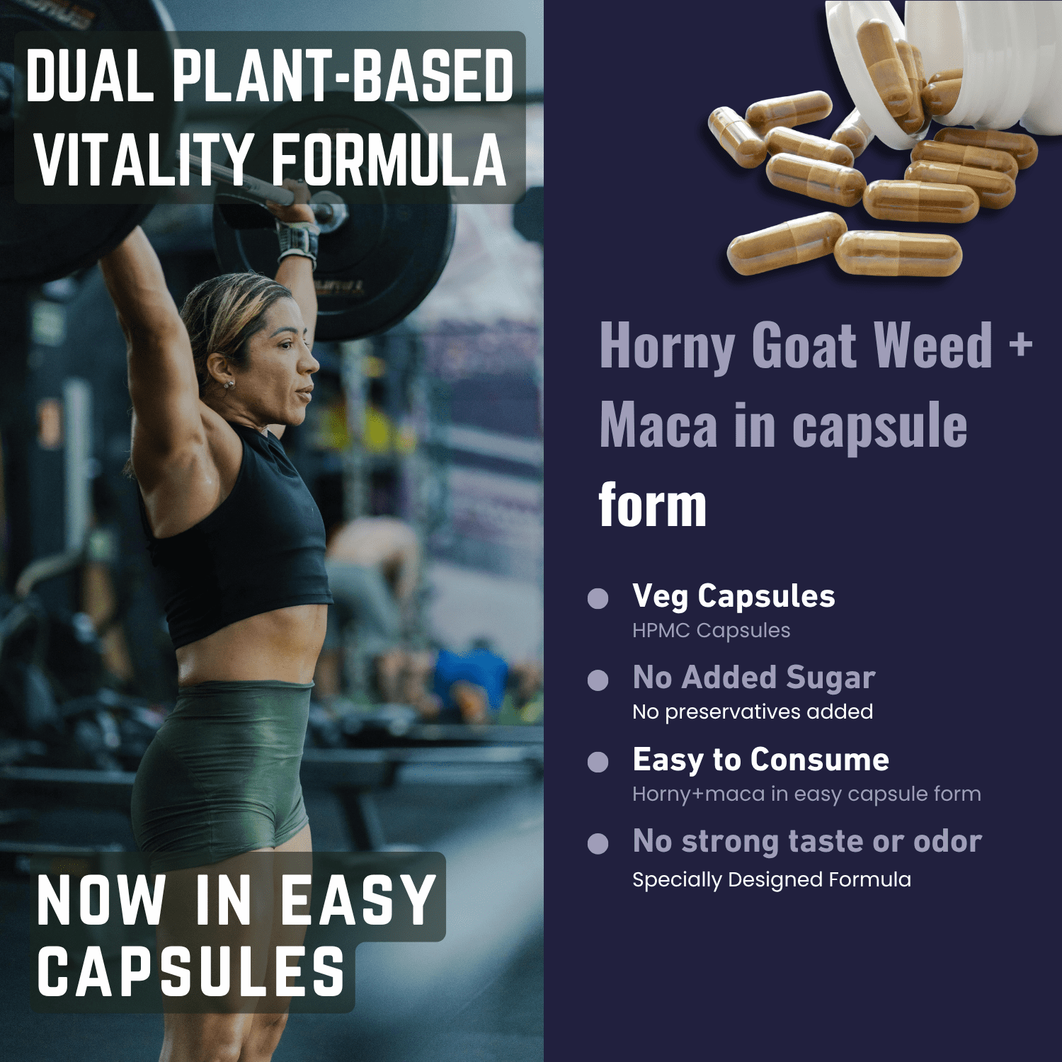 Heroot Goat Weed Capsule Maca Root 500mg Supports Stamina & Saw Palmetto, 120 Capsules