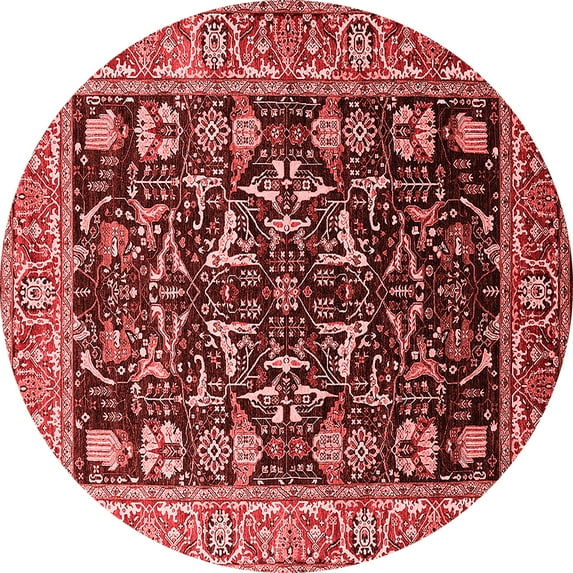 Ahgly Company Indoor Round Oriental Red Industrial Area Rugs, 5' Round
