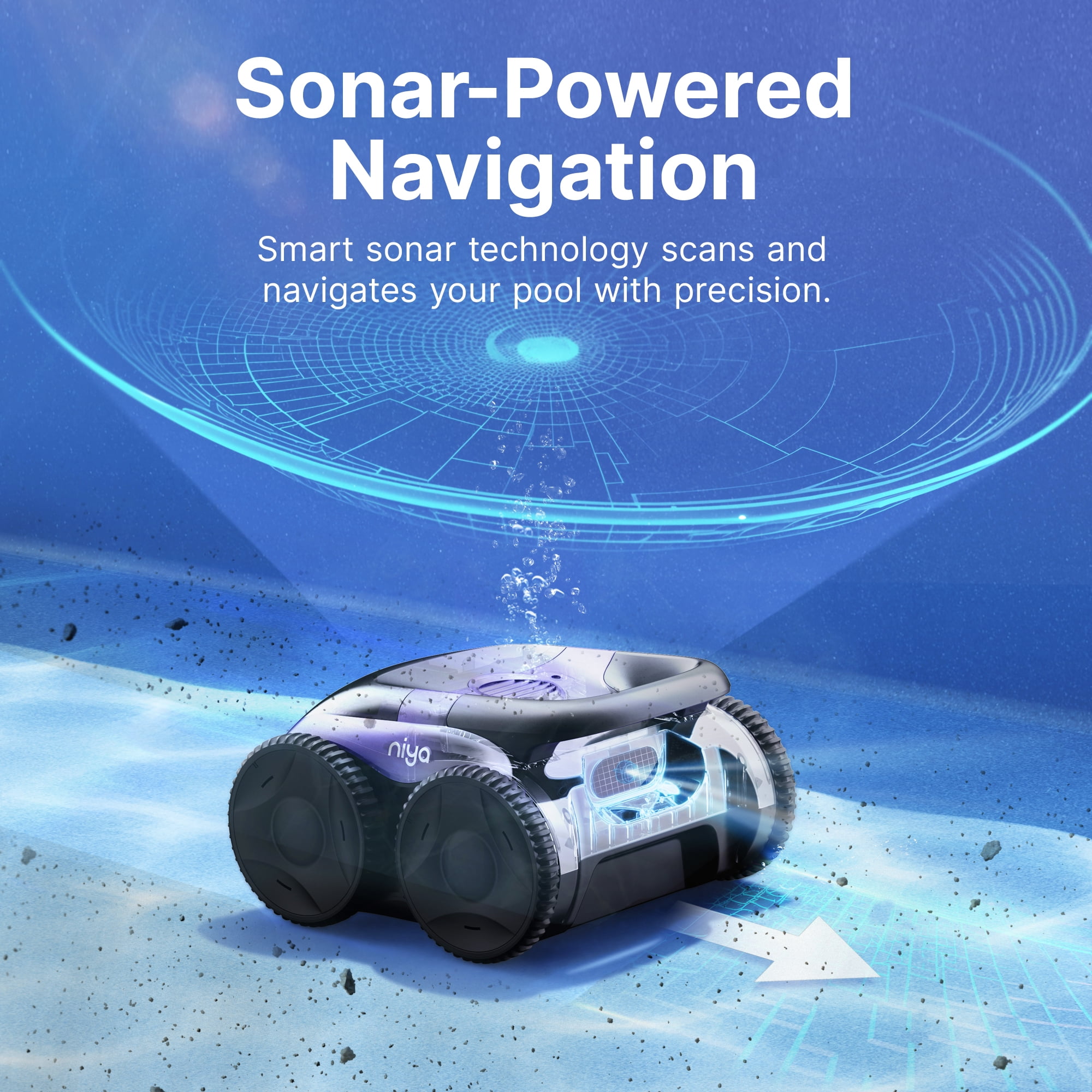 Niya Sonar 20 Cordless Robotic Pool Cleaner from The Creators of Dolphin, Ideal for Above/Inground Pools, up to 26 FT in Length, Floor Cleaning Only