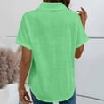 thumbnail image 5 of Tauxra Solid Color Tops for Women, Casual Short Sleeve Blouse, V Neck Button Up Shirt for Daily Wear, 5 of 7