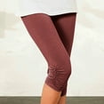 thumbnail image 2 of WCMZJ Capri Leggings for Women Summer Casual Stretch Knee Ruffle Leggings Workout Running Yoga Capris Slim Fit Lightweight Cropped Pants Wine Red XXL, 2 of 7