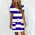 thumbnail image 2 of yillto Mini Dress for Women Casual V Neck Dresses with Pockets Trendy Short Sleeve Drawstring Dresses, 2 of 5