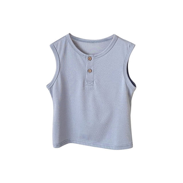 Plebaso Débardeurs Enfants Coton Garçons Filles Sans Manches sous-Vêtements Décontractés Col Rond Confortables T-Shirts d'Été