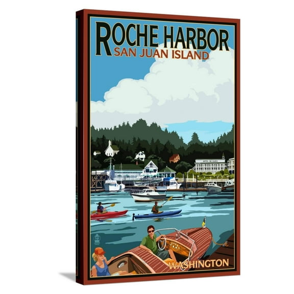 Art.com Roche Harbor, Washington - Harbor Scene Stretched Canvas Print Wall Art by Lantern Press, 16" x 24"