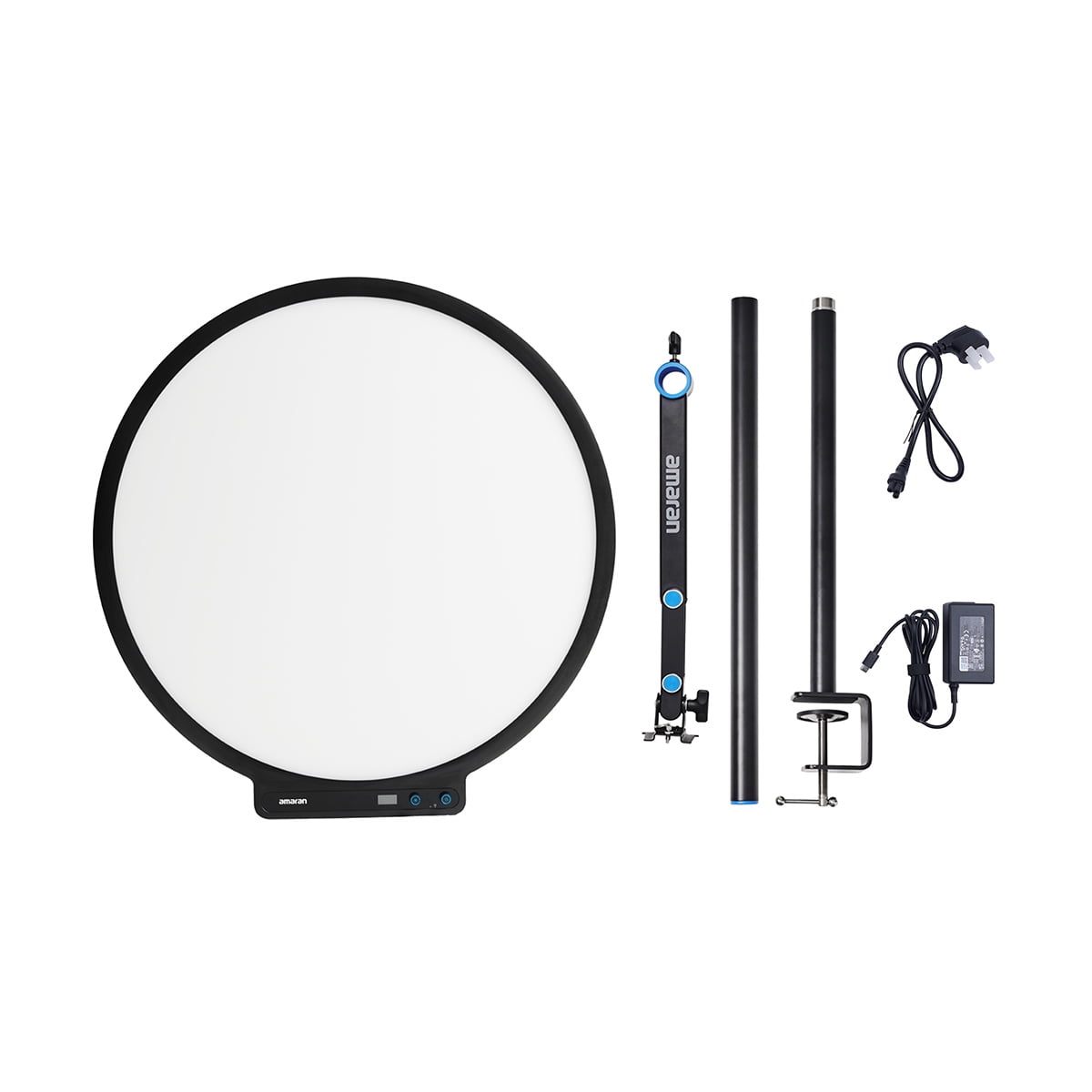 amaran Verge Max 22" 60W Bi-Color Circular LED Light Panel, Charcoal - Includes Desk Clamp Stand with a 360deg Swing Mounting Arm and 180deg Pan & Tilt Control