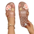 thumbnail image 3 of Willtoo Women's Jelly Sandals, 1 Inch Platform Flower Slides with Metal Buckle, Soft Non-Slip Transparent Summer Beach Shoes, 3 of 4