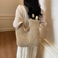 thumbnail image 4 of Mujeres bolsas de hombro vintage gran capacidad tejido de paja, 4 of 9