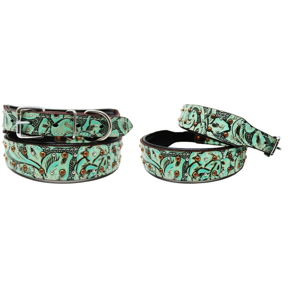 Large 21''- 25'' Dog Puppy Collar Genuine Cow Leather Padded Canine  60106