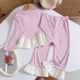 thumbnail image 5 of Spazoro Girls 2PC Outfit Sets, Round Neck Fall Elastic Waist Long Sleeve Matching Casual Clothing for Daily Wear Purple Size 7-8, 5 of 9