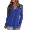 thumbnail image 2 of Remera PRETTYGARDEN Cuello en V Manga Larga Tejido Waffle Azul L, 2 of 5