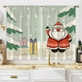 thumbnail image 4 of CUH Christmas Modern Topper Kitchen Curtains Semi Sheer Bedroom Decor Drapes Santa Tiers Cafe Short Panel Style-2 W:28"x H:39"*2 Panels, 4 of 6
