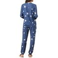 thumbnail image 3 of INSPIRAR CHIC Conjuntos de Pijamas de Manga Larga para Mujeres Sudadera de Punto Impresa con Estrellas 2 Piezas Ropa de Dormir L Azul, 3 of 6