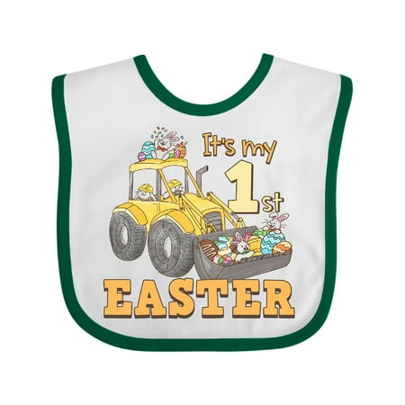 

Inktastic It s My 1st Easter Construction Bunnies Gift Baby Boy or Baby Girl Bib