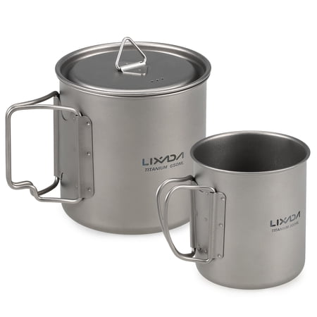 Tasse En Titane Pliable Pour Camping - Légère, Portable, Plusieurs Tailles 200ml à 750ml - Poignée Rabattable, Idéale Randonnée, Voyage