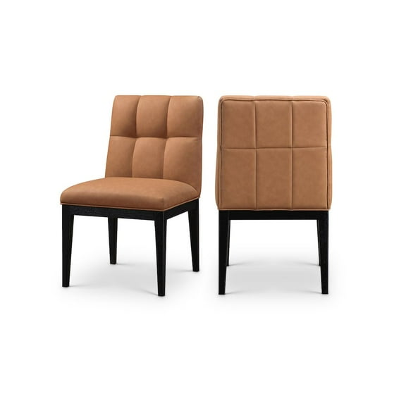 Meridian Furniture Adrian Cognac Vegan Leather Dining Side Chair, Set of 2