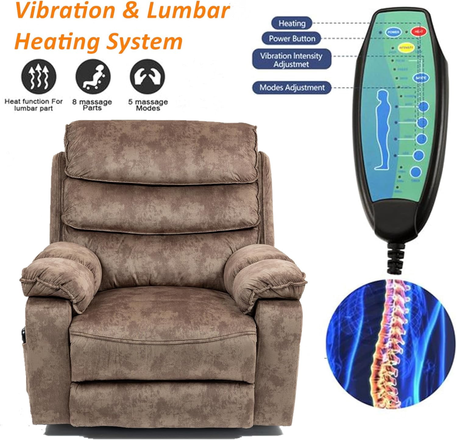 Oversized Extra Wide Power Lift Recliner Chair for Big Tall Man, Heavy Duty Recliners with Heat and Massage