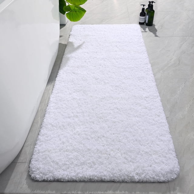 Alfombra de baño AROGAN Luxury, larga, blanca, 60 x 150 cm